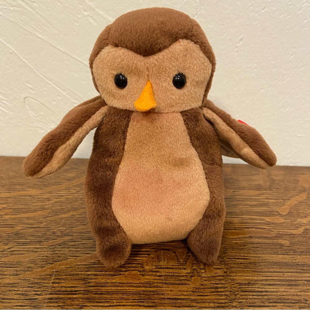 VINTAGE TY HOOT THE OWL BROWN COLLECTIBLE TOY 90s BEANIE BABY